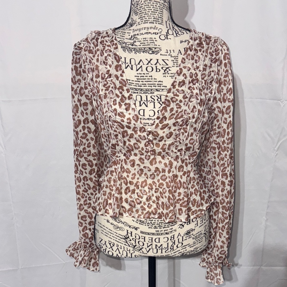 Lulu's Leopard Print V-Neck Blouse